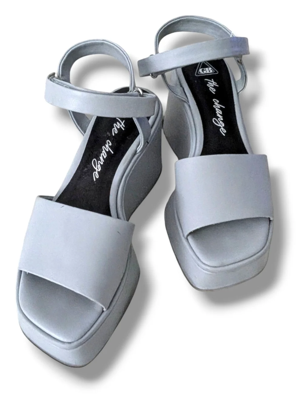 Gianni Bini Light Blue Platform Wedge Sandals, Size 8.5